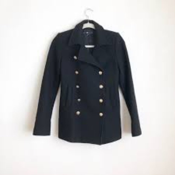 Zara Woman Coat Jacket Wool blend With Metallic Buttons - Picture 3 of 8